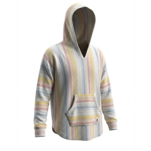 BUC-EE'S Tops - Buc-ees Baja Pullover Pastel Stripes Kangaroo Pocket Women’s Large Hoodie Top